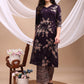 All-Over Abstract Floral Kurta-Palazzo Set, Violet - Hiral Fashion