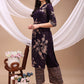 All-Over Abstract Floral Kurta-Palazzo Set, Violet - Hiral Fashion