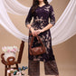 All-Over Abstract Floral Kurta-Palazzo Set, Violet - Hiral Fashion