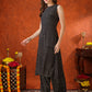 Black Geometric Striped Sleeveless A-Line Kurta With Matching Palazzo Pant, Black - Hiral Fashion
