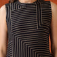 Black Geometric Striped Sleeveless A-Line Kurta With Matching Palazzo Pant, Black - Hiral Fashion