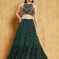 Jyoti Fashion Bottle Green Sequence Embroidery Georgette Designer Lehenga Choli with Dupatta | Swadesiicart