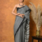 Very Much Indian Handloom Pure Cotton Saree With Sleek Border - Grey | Swadesiicart