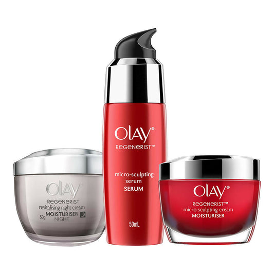 Olay Regenerist Complete Skincare Set | Day & Night Moisturizer + Serum Anti-Aging Bundle - Swadesiicart