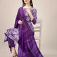 Jyoti Fashion Women's Purple Rayon Print with Embroidery & Fancy Lace Work Kurta with Trouser & Dupatta | Swadesiicart