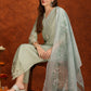 Artificial Flower & Lace Detailing Kurta With Pant & Dupatta, Green - Hiral Fashion