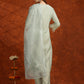 Artificial Flower & Lace Detailing Kurta With Pant & Dupatta, Green - Hiral Fashion