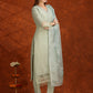 Artificial Flower & Lace Detailing Kurta With Pant & Dupatta, Green - Hiral Fashion