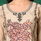 Applique Embroidered Kurta With Pant & Embroidered Dupatta, Beige - Hiral Fashion