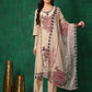 Applique Embroidered Kurta With Pant & Embroidered Dupatta, Beige - Hiral Fashion