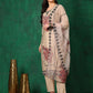 Applique Embroidered Kurta With Pant & Embroidered Dupatta, Beige - Hiral Fashion