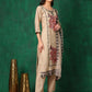 Applique Embroidered Kurta With Pant & Embroidered Dupatta, Beige - Hiral Fashion
