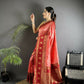 Joban Fashion Peach Banarasi Soft Silk Woven Butti Saree | Swadesiicart