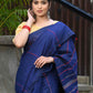 Beatitude Blue Khadi Ghicha Stripes Saree