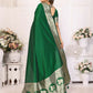 Anaita Dark Green Banarasi Silk With Beautiful Gala Weaving Saree With Blouse | Swadesiicart