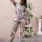 Cream Rayon Floral Printed Top with Matching Bottom - Eesha - Swadesiicart