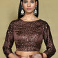 Brown Net Sequence Embroidered Festive Saree - Nimaya Denzy