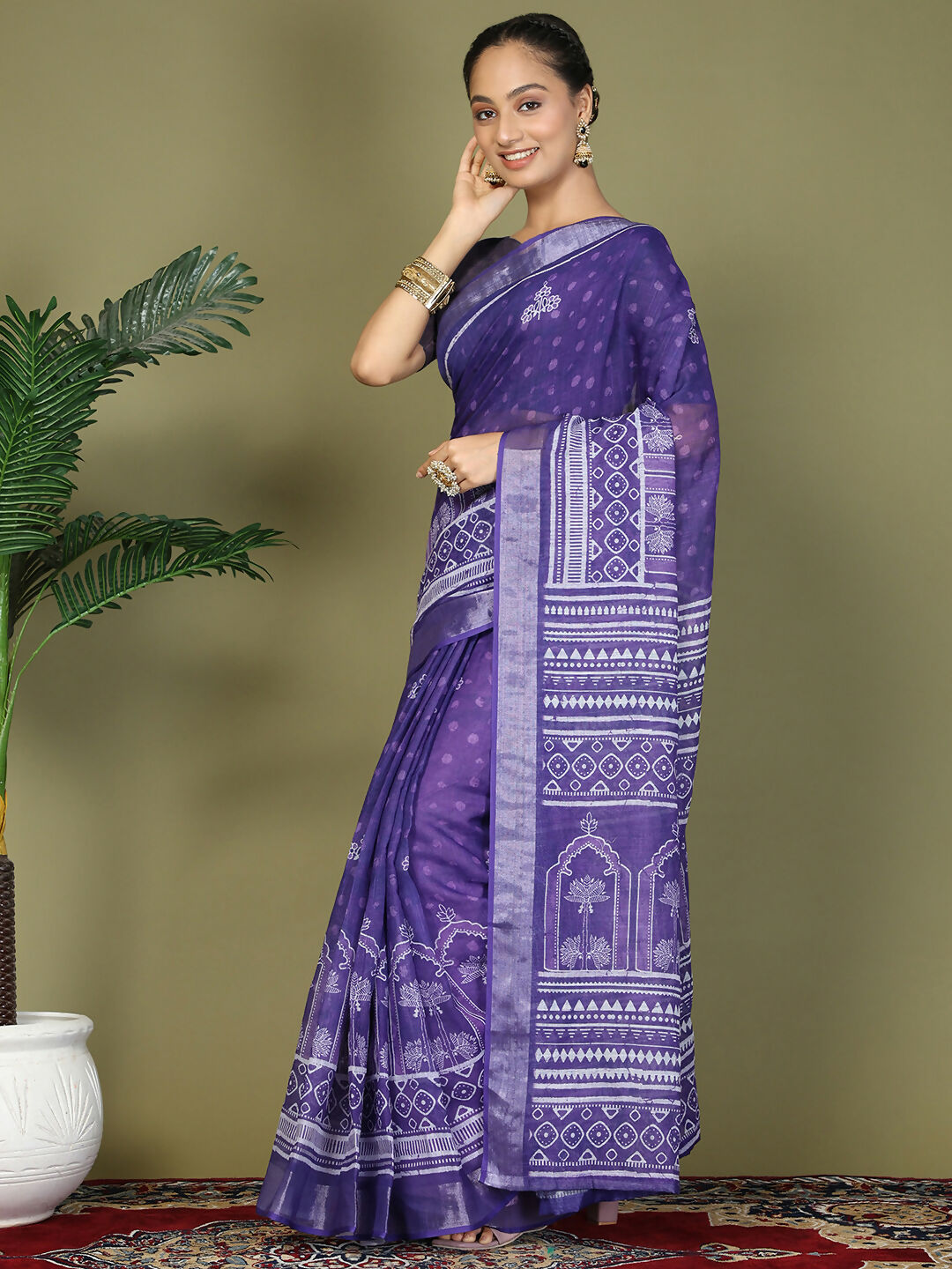 Shree Shyam Fashion Cotton Violet Saree