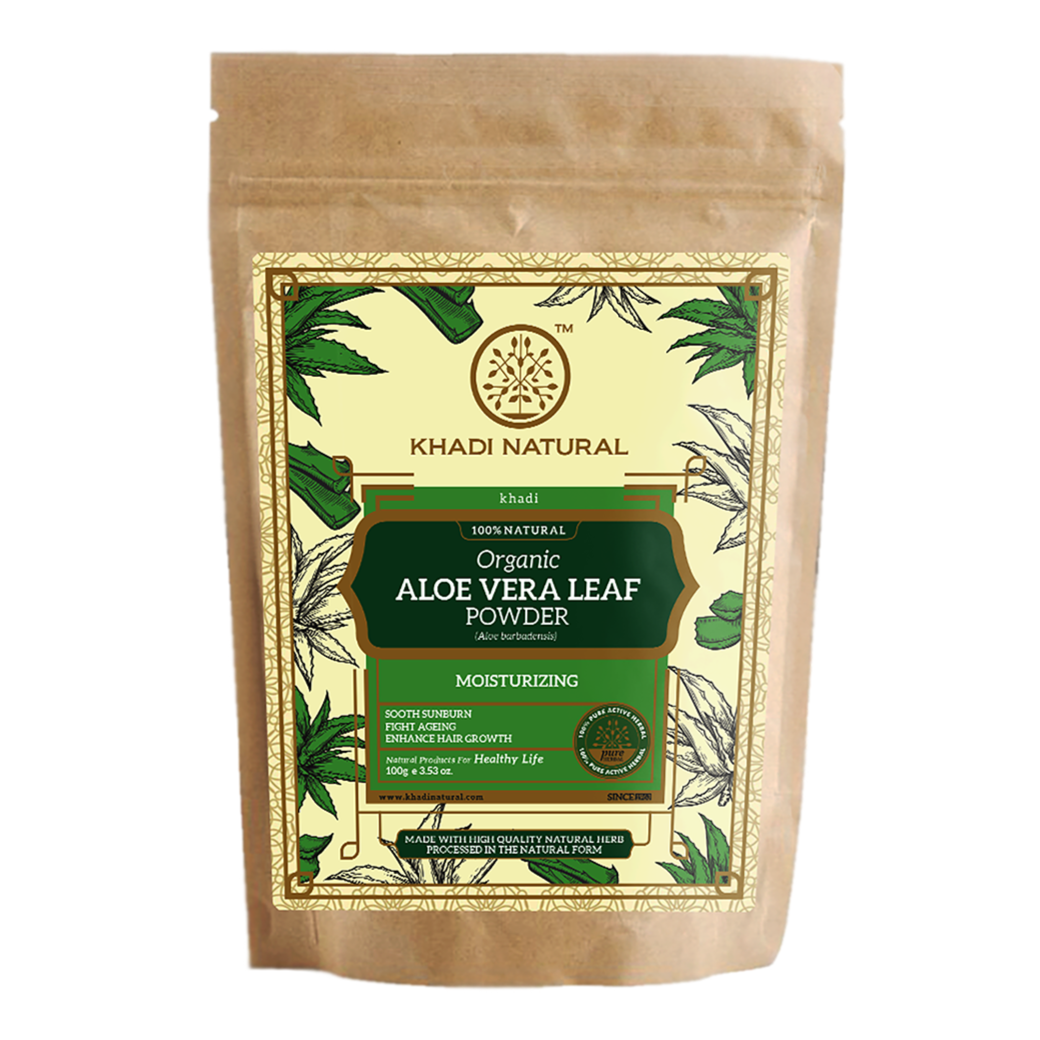 Khadi Natural Organic Aloe Vera Leaf Powder For Hair Care- 100% Natural - 100gm