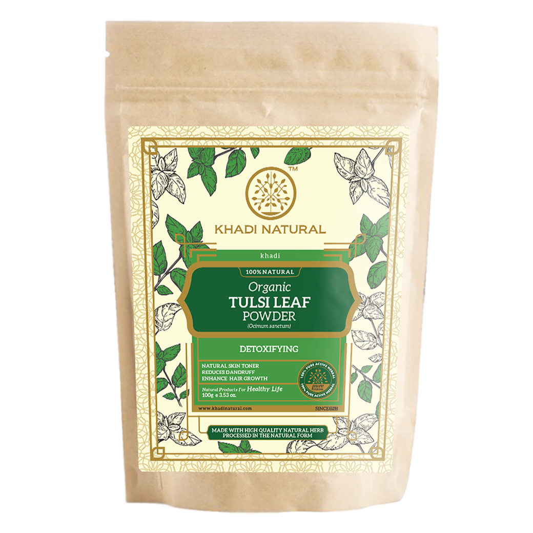 Khadi Natural Organic Tulsi Leaf Powder For Hair Care - 100% Natural - 100gm