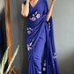 Aayaa Designer 1 min Hand Painted Ready to Wear saree - Navy Blue | Swadesiicart