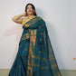 Exclusive Collection Beautiful Purssion Green Cotton Silk Woven Handloom Saree With Running Blouse Piece - Swadesiicart