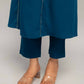 FIORRA Women's Teal Blue Creap A-Line Kurta Pant With Dupatta - Swadesiicart