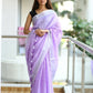 Very Much Indian Pure Linen Saree With Sleek Border And Exclusive Design - Lavender | Swadesiicart