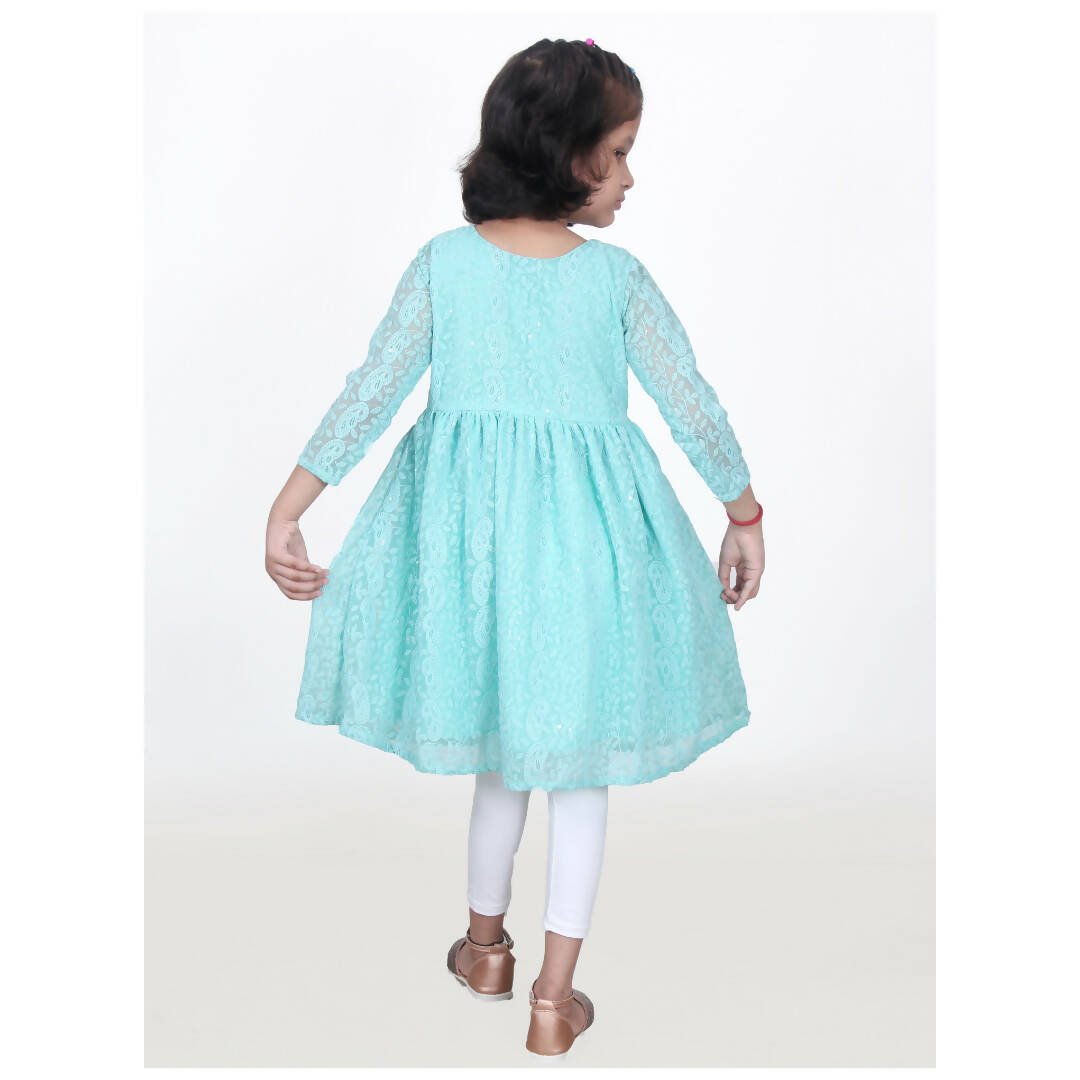 Akarshan viscose Lukhnowi Chikankari Anarkali kurta with Leggings - Green | Swadesiicart