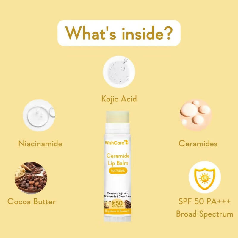 Wishcare Ceramide Lip Balm with SPF50 PA+++ - Natural - Swadesiicart