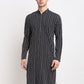 Jompers Men's Black Cotton Striped Kurta Only | Swadesiicart
