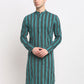 Jompers Men's Green Cotton Striped Kurta Only | Swadesiicart