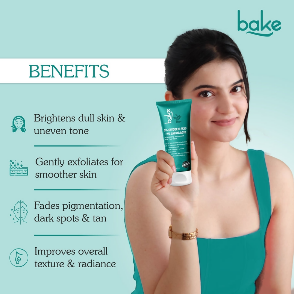 Bake 5% Glycolic Acid + 2% Lactic Acid Daily Face Wash | Swadesiicart
