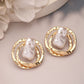 NVR Women's White & Gold-Polished Circular Shape Studs Earring | Swadesiicart