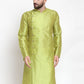Jompers Men Light-Green & Golden Self Design Kurta Only | Swadesiicart
