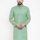 Jompers Men Sea Green & White Embroidered Kurta Only | Swadesiicart