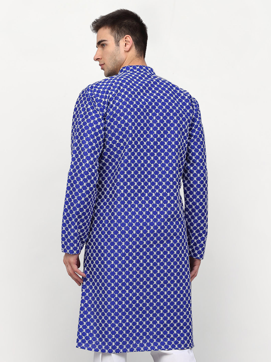 Jompers Men Royal-Blue Chikankari Kurta Only | Swadesiicart