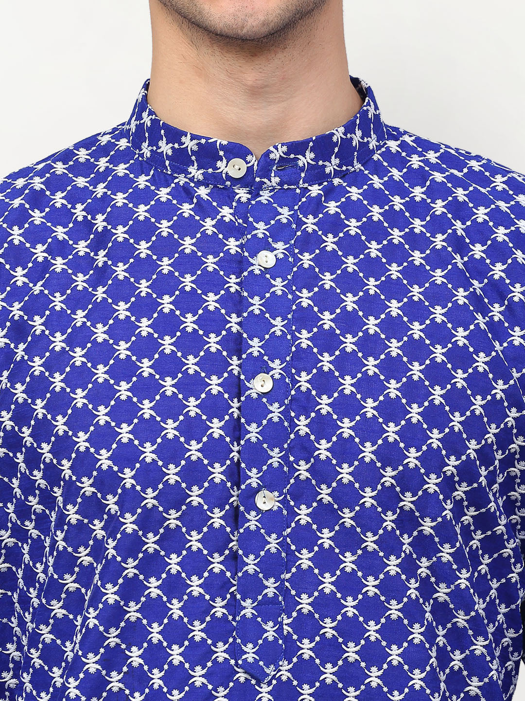 Jompers Men Royal-Blue Chikankari Kurta Only | Swadesiicart