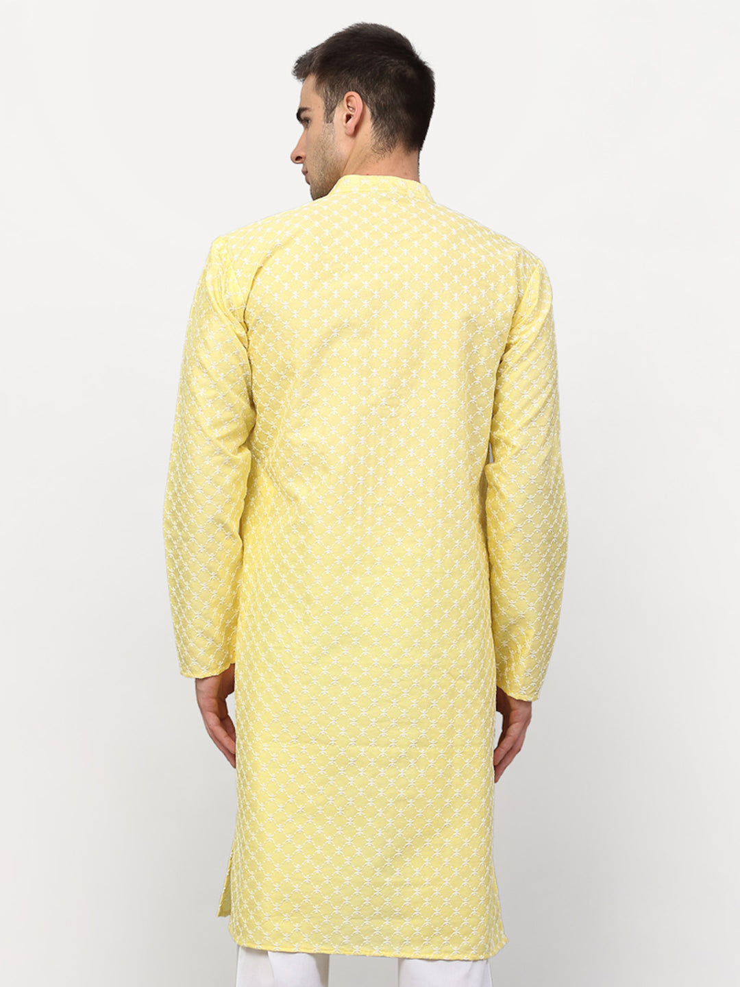 Jompers Men Yellow Chikankari Kurta Only | Swadesiicart