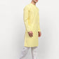 Jompers Men Yellow Chikankari Kurta Only | Swadesiicart