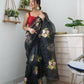 Vamsee Urvashi Black Organza Saree - Swadesiicart