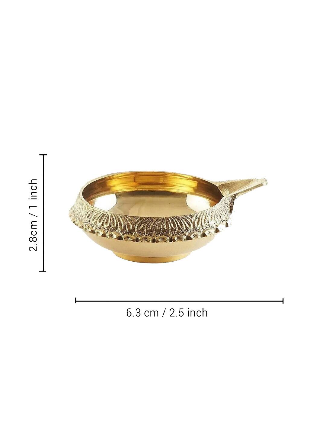 Tied Ribbons Antique 2 Pieces Gold-Toned Textured Brass Diyas | Swadesiicart