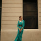 Pacific Blue Weavead Thread & Zari Work, Handloom Weaving Banarasi Satin Silk Saree - Rajtex Kronicle Silk - Swadesiicart