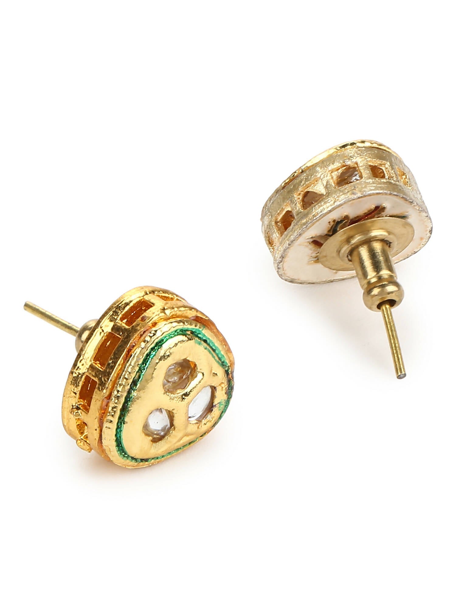 Gold-Toned Silver-Toned Contemporary Studs Earrings - Ruby Raang - Swadesiicart