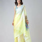 Vastranavya Ombre Yellow Multi-Color Leaves Mandalaa Print Freehand Ready to Wear Saree | Swadesiicart
