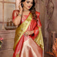 Anaita Golden Tissue Silk With Zari Weaving Saree With Blouse