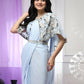 Blue Chiffon Solid Ready to wear Saree with stitched Blouse - Aayan | Swadesiicart