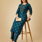 Jyoti Fashion Women's Navy Blue Viscose Rayon Embroidered Kurta Pant Set | Swadesiicart