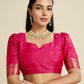 Vishnu Weaves Women's Magenta Banarasi Silk Zari Woven Saree with Blouse - Swadesiicart