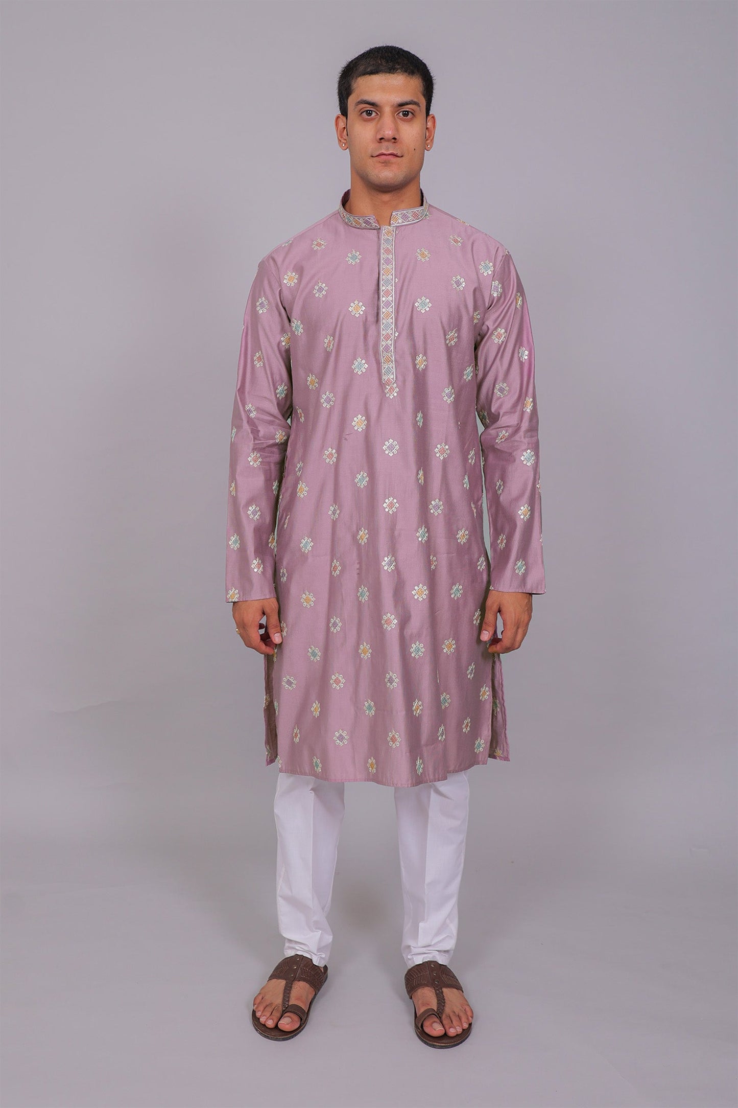 Bluesaanchi Handcrafted Cotton Kurta Pajama Set for Men – Purple | Swadesiicart